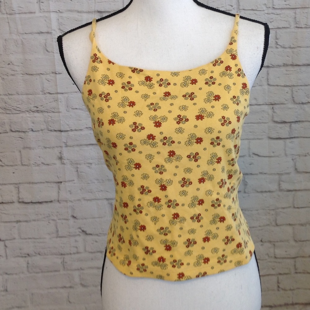 Weavers Girl Floral Yellow Tank Top Size Small